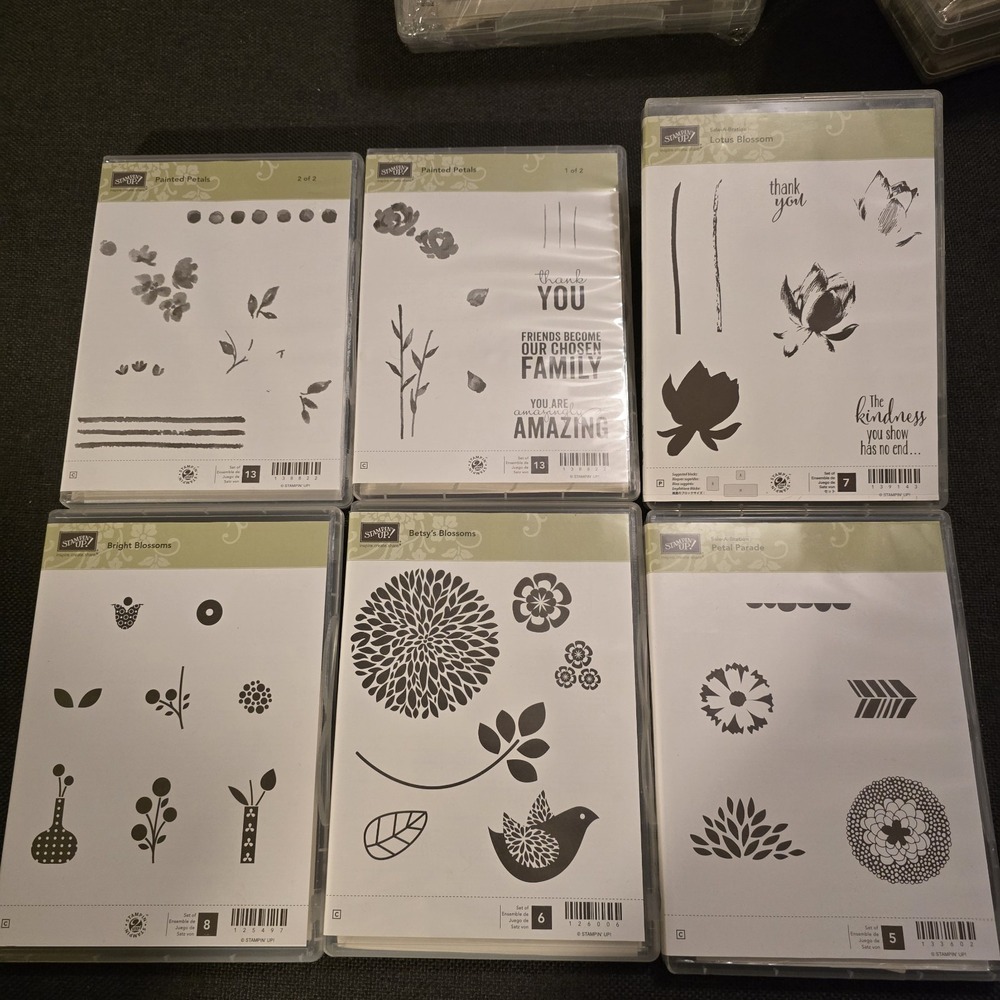 Stampin Up! Lot Of 6 Rubber Stamp Sets Blossom & Petals